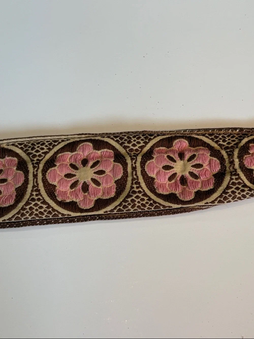 Hadley Pollet Embroidered Floral Belt - Pink Blue Flowers - Approx M/L